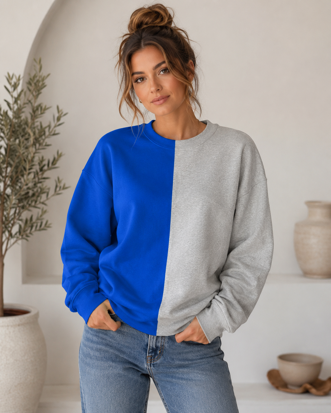 Two-Tone Split Crewnecks