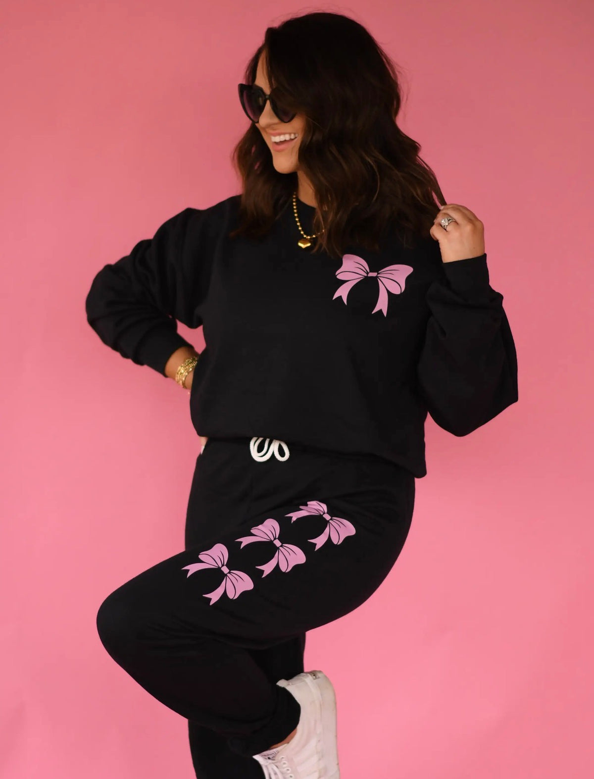 Gildan Black & Pink bows sweatsuit set
