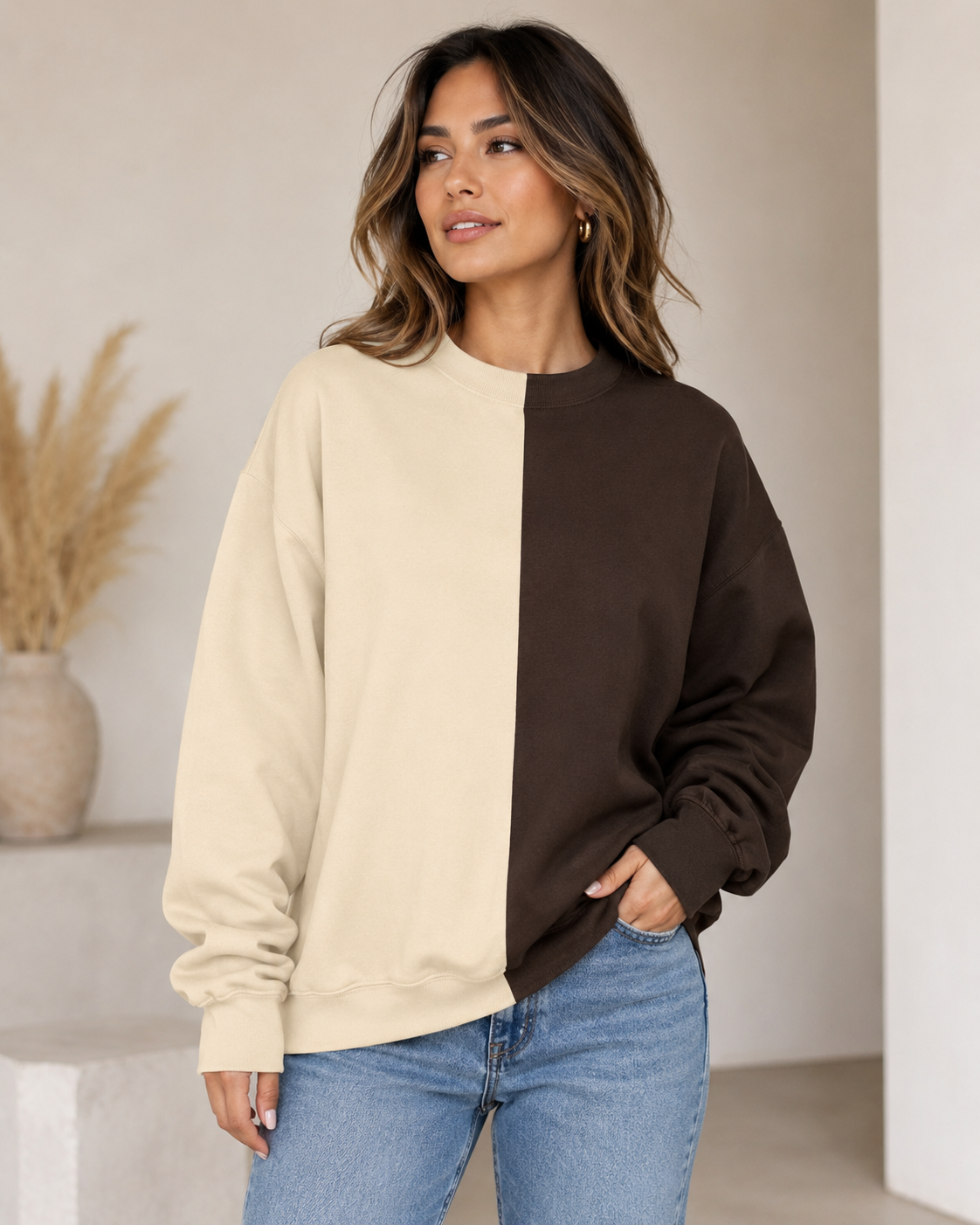 Two-Tone Split Crewnecks