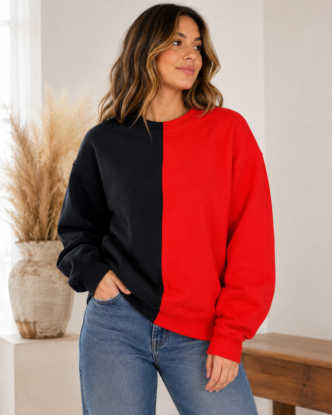 Two-Tone Split Crewnecks